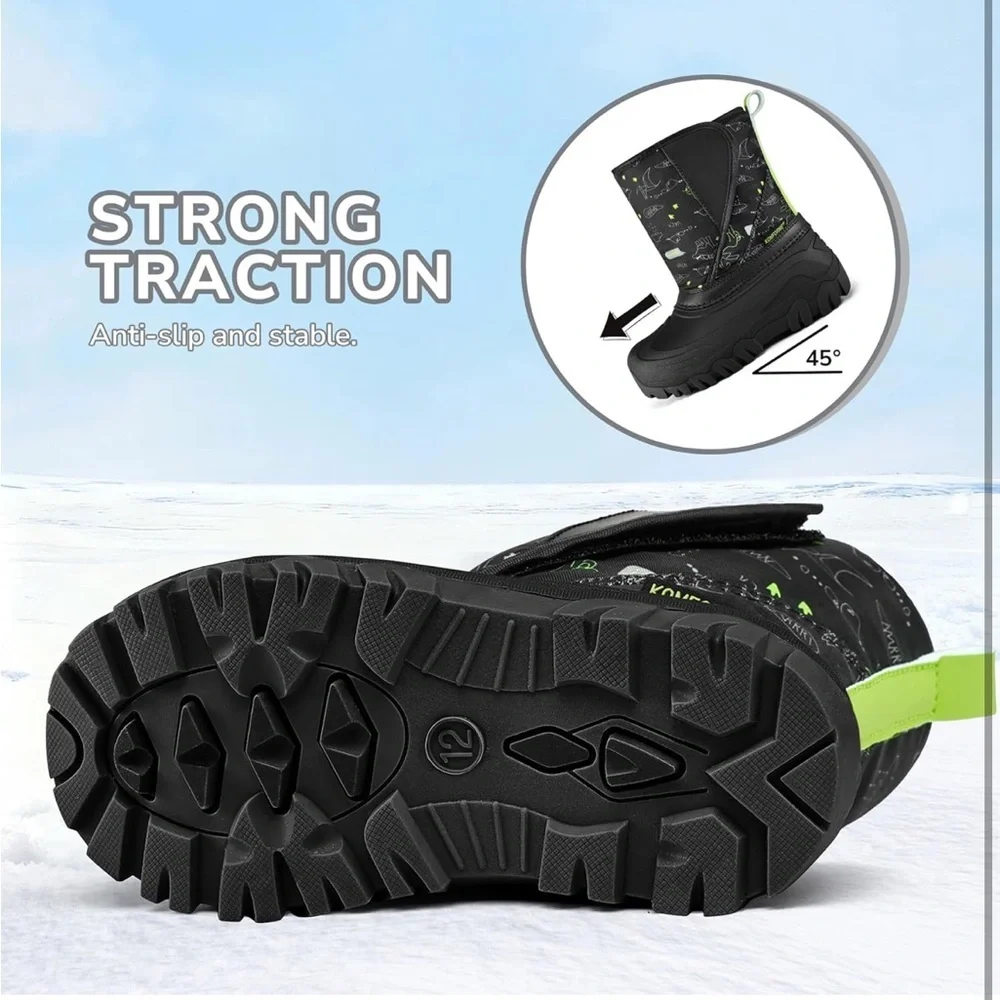 K KomForme Kids Snow Boots Fur Lined Warm Water-resistant Anti-Slip 11/ 711